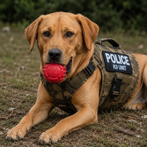 USA-K9 Durable Rubber Chew Ball – Tough Dog Toy for Power Chewers | Made in USA SodaPup  Rubber Dog Toys