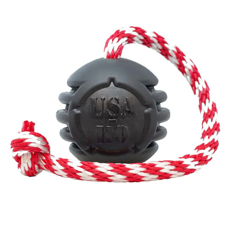 USA-K9 Magnum Black Rubber Tug and Chew Toy – Durable Dog Reward Toy | Made in USA SodaPup  Rubber Dog Toys