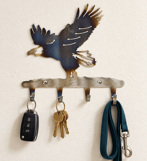 American-Made Eagle Silhouette Key Rack – Rustic Metal Wall Organizer | Made in USA Knights Home Decor  item