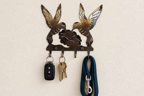 Handcrafted Hummingbird Wall Key Rack – Decorative Entryway Organizer | Made in USA Knights Home Decor  item