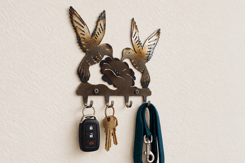 Handcrafted Hummingbird Wall Key Rack – Decorative Entryway Organizer | Made in USA Knights Home Decor  item
