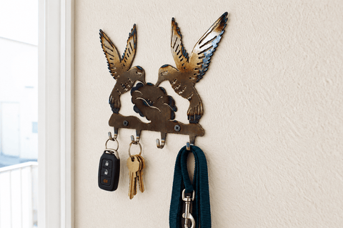 Handcrafted Hummingbird Wall Key Rack – Decorative Entryway Organizer | Made in USA Knights Home Decor  item