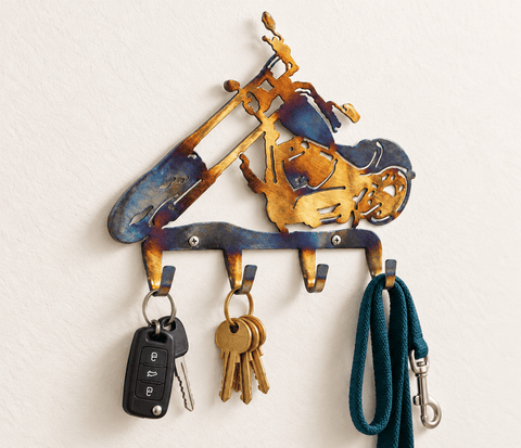Motorcycle-Inspired Metal Key Holder – Rustic Wall Mount Rack | Handcrafted in USA Knights Home Decor  item