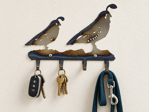 Rustic Quail Silhouette Key Holder – Handcrafted Wall Mounted Key Rack | Made in USA Knights Home Decor  item