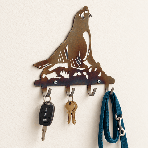Handcrafted Sea Lion Metal Key Rack – Functional Coastal Wall Decor | Made in USA Knights Home Decor  item