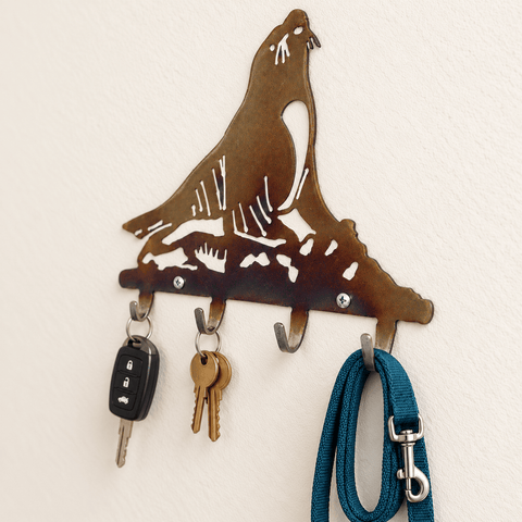 Handcrafted Sea Lion Metal Key Rack – Functional Coastal Wall Decor | Made in USA Knights Home Decor  item