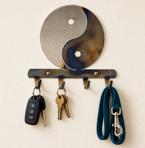 Yin Yang Metal Key Holder – Handcrafted Wall Mount Organizer | Made in USA for Entryway Balance and Style Knights Home Decor  item