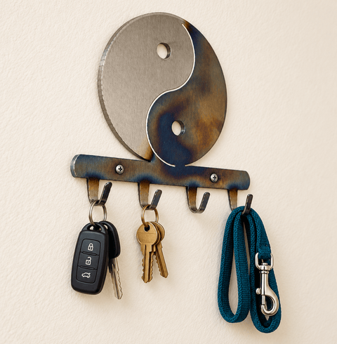 Yin Yang Metal Key Holder – Handcrafted Wall Mount Organizer | Made in USA for Entryway Balance and Style Knights Home Decor  item