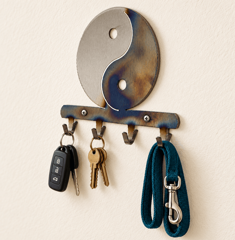 Yin Yang Metal Key Holder – Handcrafted Wall Mount Organizer | Made in USA for Entryway Balance and Style Knights Home Decor  item