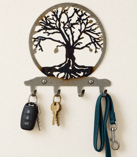 Tree of Life Wall Key Holder – Handcrafted Metal Entryway Organizer | Made in USA Knights Home Decor  item