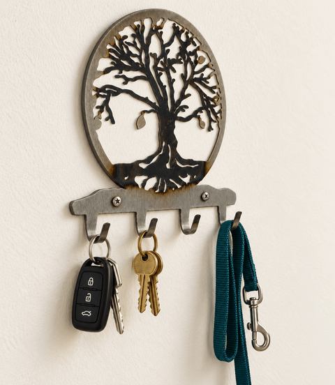 Tree of Life Wall Key Holder – Handcrafted Metal Entryway Organizer | Made in USA Knights Home Decor  item