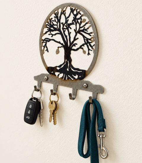 Tree of Life Wall Key Holder – Handcrafted Metal Entryway Organizer | Made in USA Knights Home Decor  item