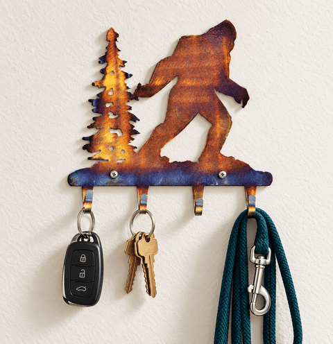 Bigfoot Steel Key Holder – Rustic Wall Mount Organizer – Handcrafted Home Entryway Decor | Made in USA Knights Home Decor  item