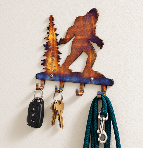Bigfoot Steel Key Holder – Rustic Wall Mount Organizer – Handcrafted Home Entryway Decor | Made in USA Knights Home Decor  item