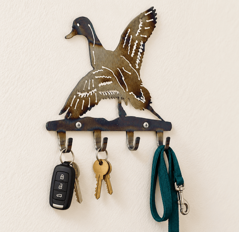 Rustic Pintail Duck Key Holder – Handcrafted Wall Organizer for Entryway | Made in USA Knights Home Decor  item