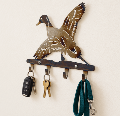Rustic Pintail Duck Key Holder – Handcrafted Wall Organizer for Entryway | Made in USA Knights Home Decor  item