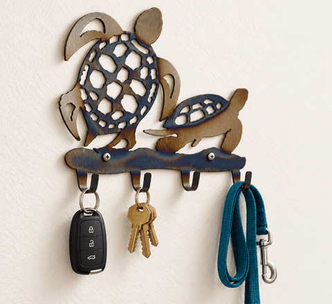 Handcrafted Sea Turtle Wall Hook – Coastal Key Holder Rack | Made in USA Decorative Organizer Knights Home Decor  item