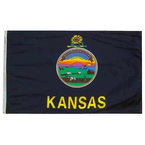 Kansas State Flag – UV-Resistant Outdoor Nylon with SolarGuard Dyes | Made in USA Freedom Flag and Pole 