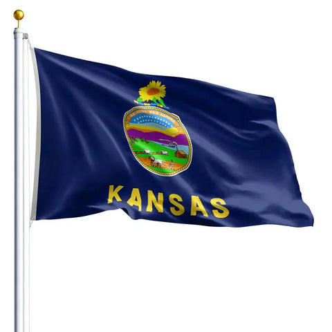 Kansas State Flag – UV-Resistant Outdoor Nylon with SolarGuard Dyes | Made in USA Freedom Flag and Pole 