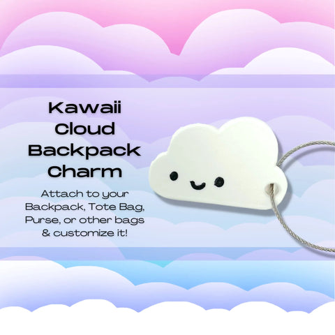 Kawaii Cloud Backpack Charm – Cute Bag Accessory | Made in USA Chatelet Manufacturing 