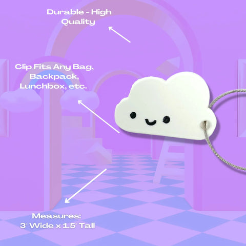 Kawaii Cloud Backpack Charm – Cute Bag Accessory | Made in USA Chatelet Manufacturing 