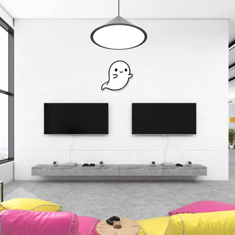 Kawaii Ghost Wall Decor – 3D Printed Plastic Sign | Made in USA Chatelet Manufacturing 