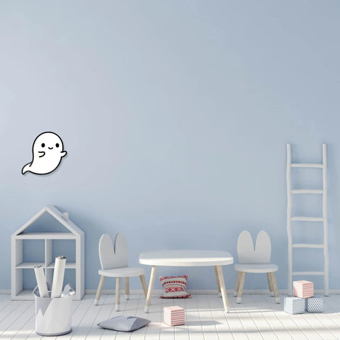 Kawaii Ghost Wall Decor – 3D Printed Plastic Sign | Made in USA Chatelet Manufacturing 