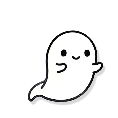Kawaii Ghost Wall Decor – 3D Printed Plastic Sign | Made in USA Chatelet Manufacturing 