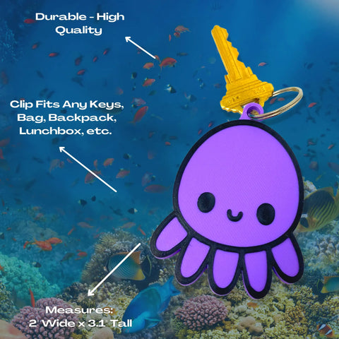 Kawaii Octopus Keychain – Cute Bag Charm | Made in USA Chatelet Manufacturing 