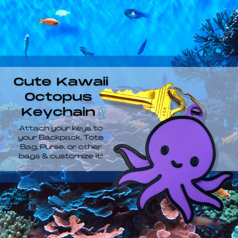Kawaii Purple Octopus Keychain – Cute Bag Charm | Made in USA Chatelet Manufacturing 