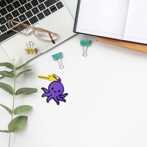 Kawaii Purple Octopus Keychain – Cute Bag Charm | Made in USA Chatelet Manufacturing 