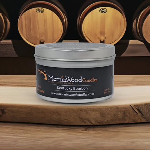 Kentucky Bourbon Scented Soy Candle Tin – 7oz Handcrafted Home Fragrance | MorninWood Candles Made in USA MorninWood Candles  Candles
