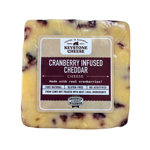 Keystone Farms Wisconsin Cranberry Infused White Cheddar Cheese 6-10oz Blocks – Handcrafted Made in USA Keystone Cheese  Cheese