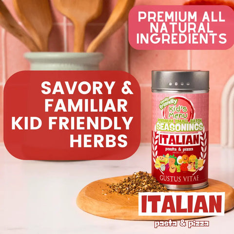 Kid's Italian Pasta And Pizza Seasoning 4.8 Oz – Kid Friendly Blend | Made In USA Gustus Vitae  Gourmet Seasonings