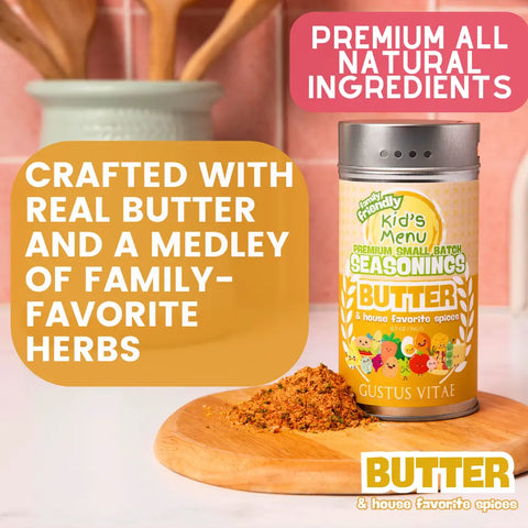 Kid’s Menu Butter Spice Blend 6.2 oz – Family Friendly | Made in USA Gustus Vitae  Gourmet Seasonings