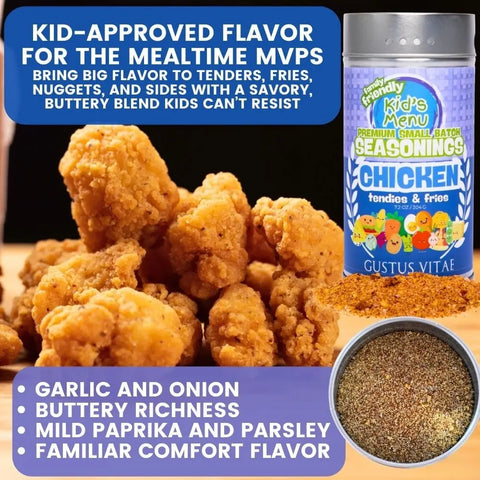 Kid’s Menu Seasoning Gift Set – 6-Pack XL Tins Family-Friendly Blends | Handcrafted in USA with Non-GMO Ingredients Gustus Vitae  Collections & Gift Sets
