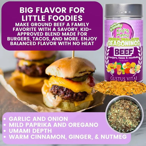 Kid’s Menu Seasoning Gift Set – 6-Pack XL Tins Family-Friendly Blends | Handcrafted in USA with Non-GMO Ingredients Gustus Vitae  Collections & Gift Sets