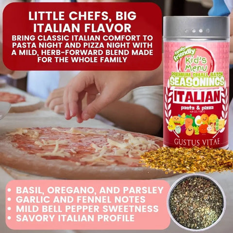 Kid’s Menu Seasoning Gift Set – 6-Pack XL Tins Family-Friendly Blends | Handcrafted in USA with Non-GMO Ingredients Gustus Vitae  Collections & Gift Sets