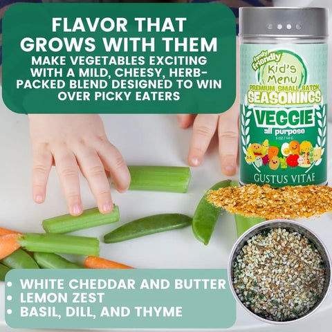 Kid’s Menu Seasoning Gift Set – 6-Pack XL Tins Family-Friendly Blends | Handcrafted in USA with Non-GMO Ingredients Gustus Vitae  Collections & Gift Sets