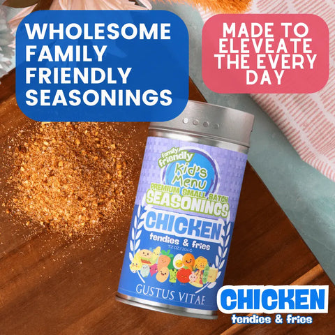 Kids Chicken Tendies and Fries Seasoning Mix 7.2oz – Made in USA Gustus Vitae  Gourmet Seasonings