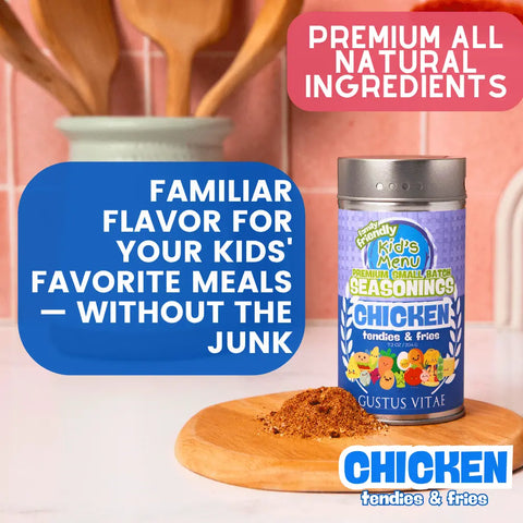 Kids Chicken Tendies and Fries Seasoning Mix 7.2oz – Made in USA Gustus Vitae  Gourmet Seasonings