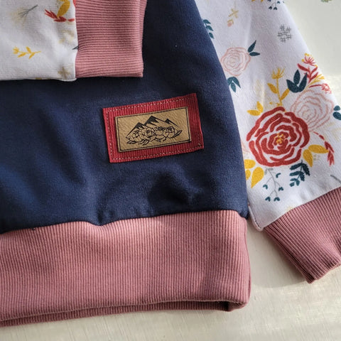 Kids Hoodie- Navy, Red Floral Adventure Clothes Company  Kids Hoodie