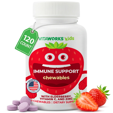 Kids Immune Support Chewable Vitamins with Elderberry and Zinc – 120 Count – Vitaworks | Made in USA VitaWorks  Chewable