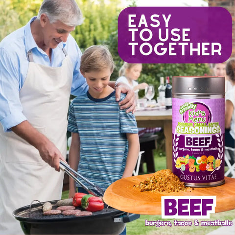 Kids Menu Beef Seasoning 7.5oz – Family Friendly Spice Blend | Made in USA Gustus Vitae  Gourmet Seasonings