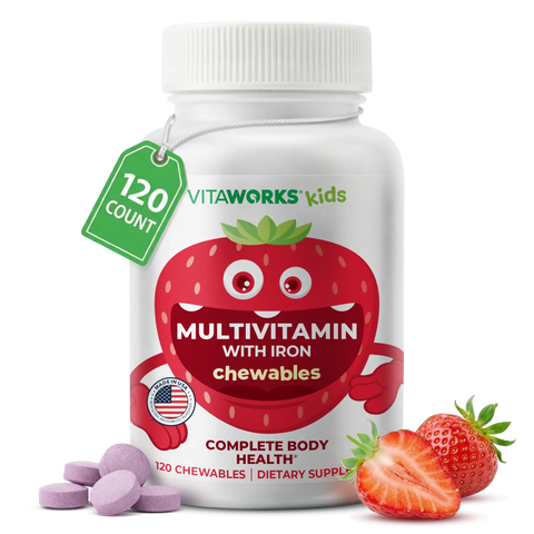 Kids Multivitamin Chewables 120 Count – Complete Body Health Supplement for Children | Made in USA VitaWorks  Chewable