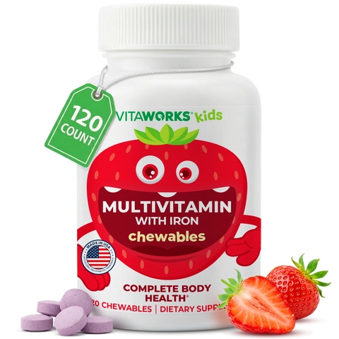 Kids Multivitamin Chewables 120 Count – Complete Body Health Supplement for Children | Made in USA VitaWorks  Chewable