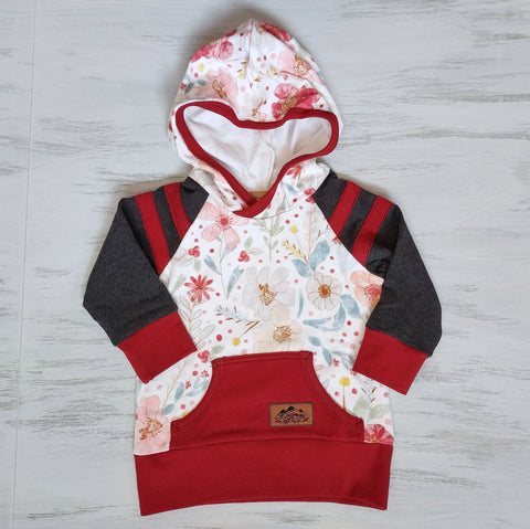Kids Red Floral Hoodie Adventure Clothes Company  Kids Hoodie