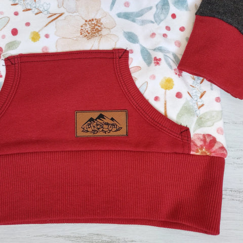 Kids Red Floral Hoodie Adventure Clothes Company  Kids Hoodie
