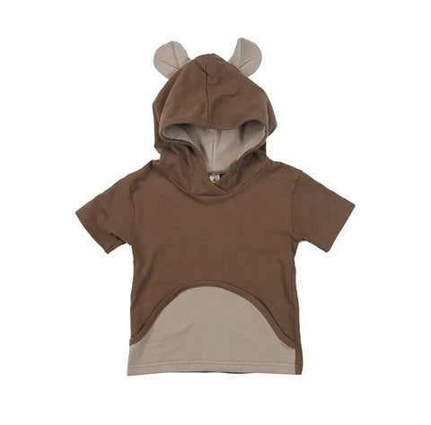 Kids Short Sleeve Bear Hoodie Tee – Organic Cotton Play Shirt | Made in USA Spiritex | Sustainable Apparel  Children's Tees & Tanks