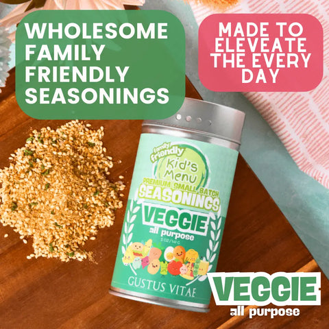 Kids Veggie All Purpose Seasoning 5 oz – Mild Flavor | Made in USA Gustus Vitae  Gourmet Seasonings